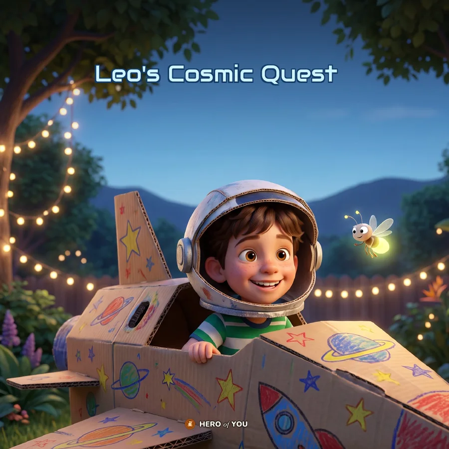 Front cover of a real printed book, "Leo's Cosmic Quest"
